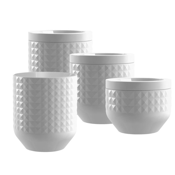 Stoneware 4 Piece Kitchen Canisters   Storage Jars Set 